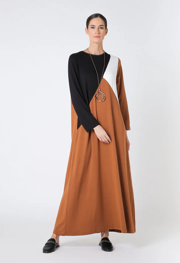 Flat Ribbed Dress - Color Block