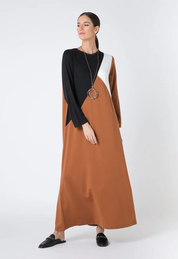 Flat Ribbed Dress - Color Block