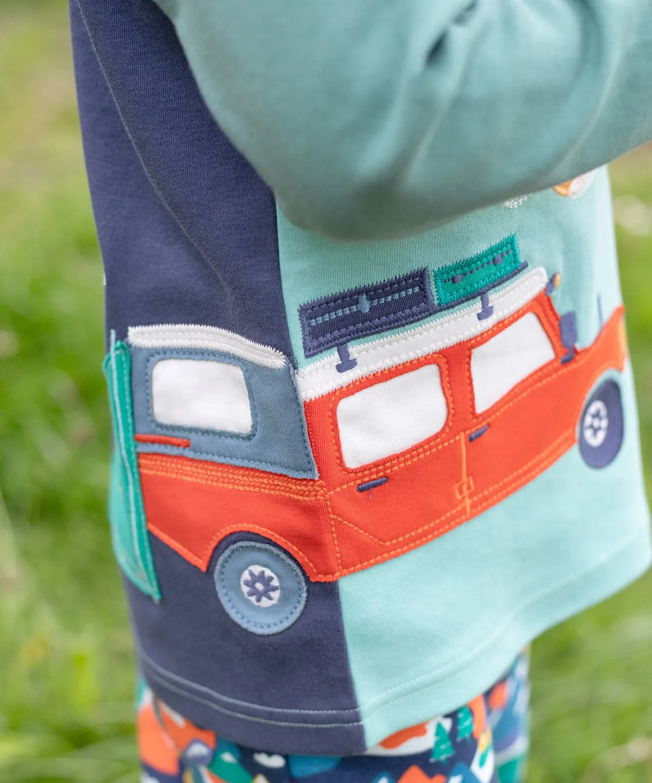 Frugi Albert Wrap Around Top - Moss/4X4 Camper