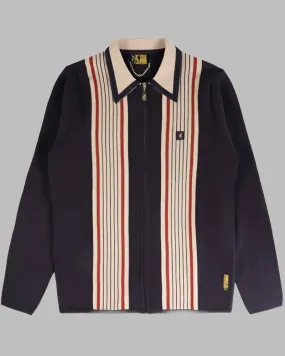 Gabicci Vintage MILO Knitted Zip Polo Navy.