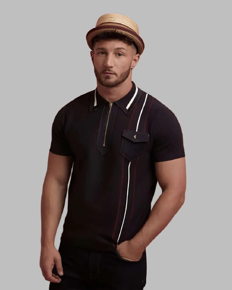 Gabicci Vintage ROBYN Navy Zip Polo