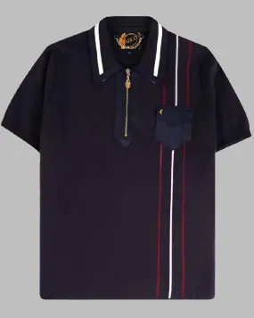 Gabicci Vintage ROBYN Navy Zip Polo