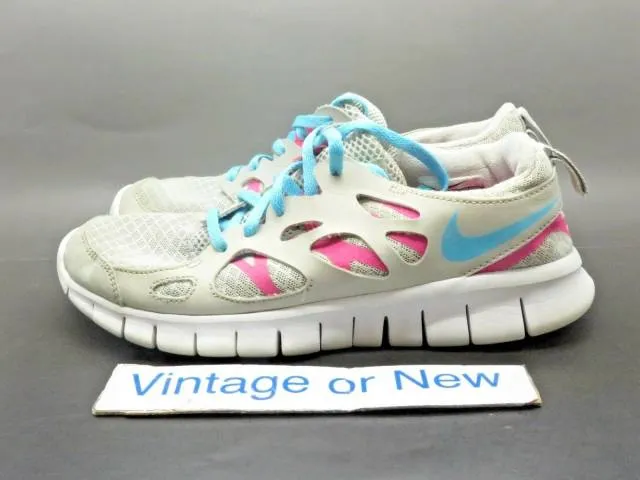 Girls nike free run 2 platinum pink flash running shoes 599728-008 sz 5y