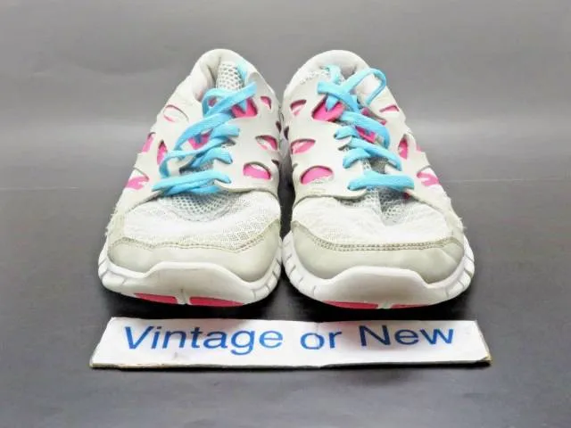 Girls nike free run 2 platinum pink flash running shoes 599728-008 sz 5y