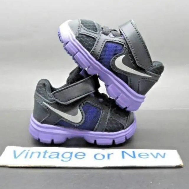 Girls nike fusion st 2 black purple running shoes toddler 457038-009 sz 2c