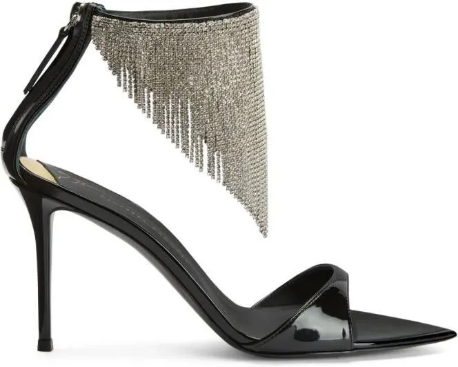 Giuseppe Zanotti Intriigo 90mm crystal-fringe sandals Black