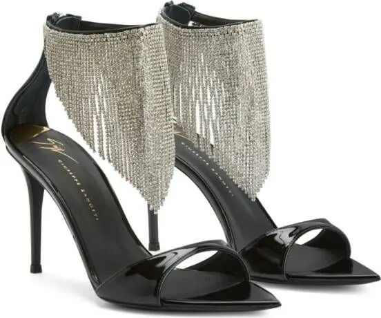 Giuseppe Zanotti Intriigo 90mm crystal-fringe sandals Black