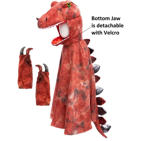 Great Pretenders Great Pretenders Grandasaurus T-Rex Cape w and Claws, Red and Black, Size 4-6