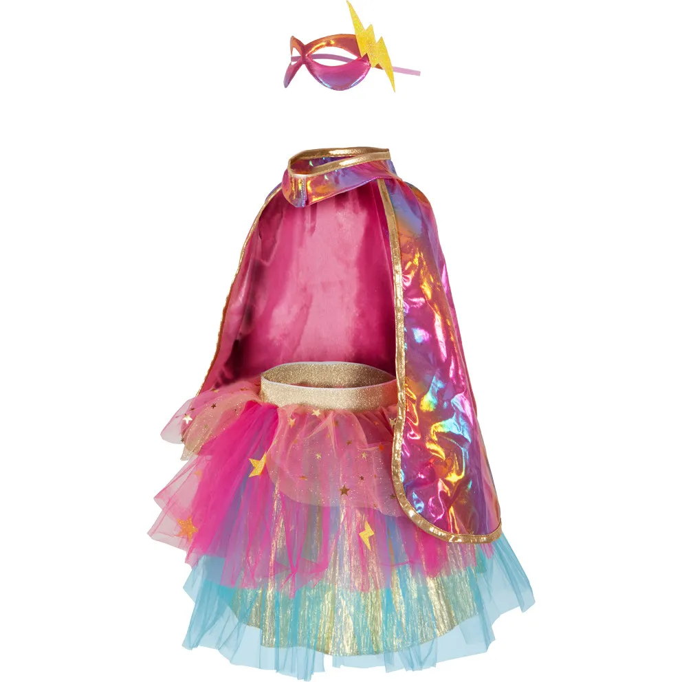 Great Pretenders Super-Duper Tutu, Cape and Mask, Pink/Gold