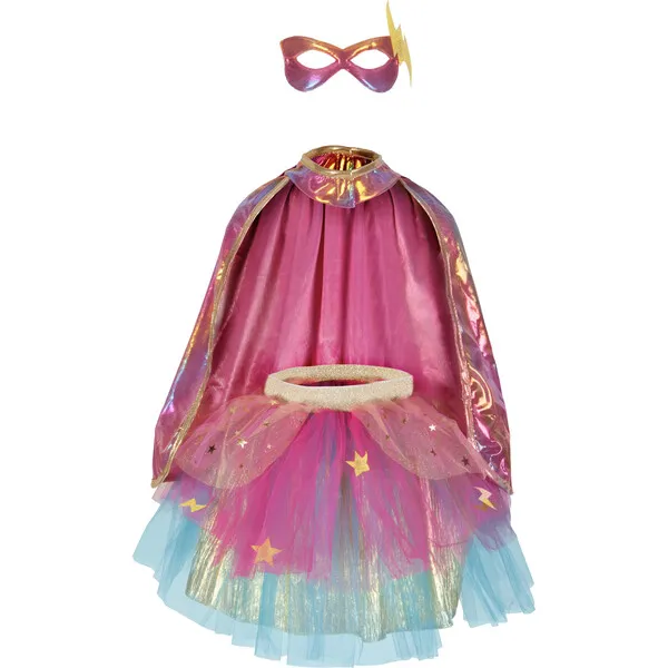 Great Pretenders Super-Duper Tutu, Cape and Mask, Pink/Gold