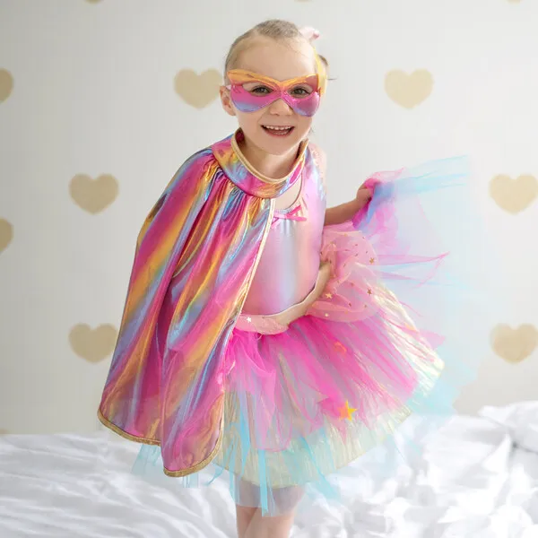 Great Pretenders Super-Duper Tutu, Cape and Mask, Pink/Gold