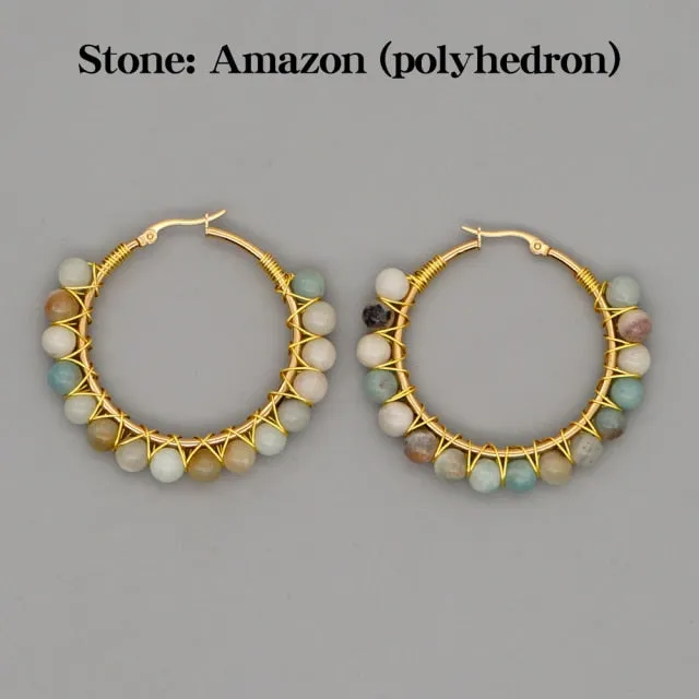 Heather Hand Wrap Hoop Earrings (19 stone options)