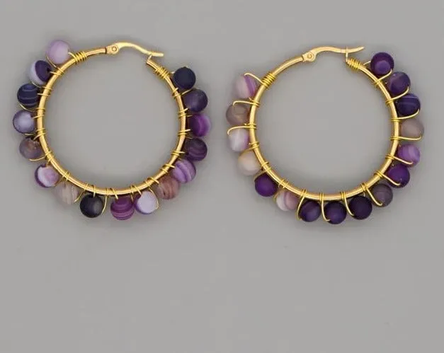 Heather Hand Wrap Hoop Earrings (19 stone options)