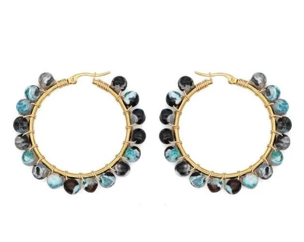 Heather Hand Wrap Hoop Earrings (19 stone options)