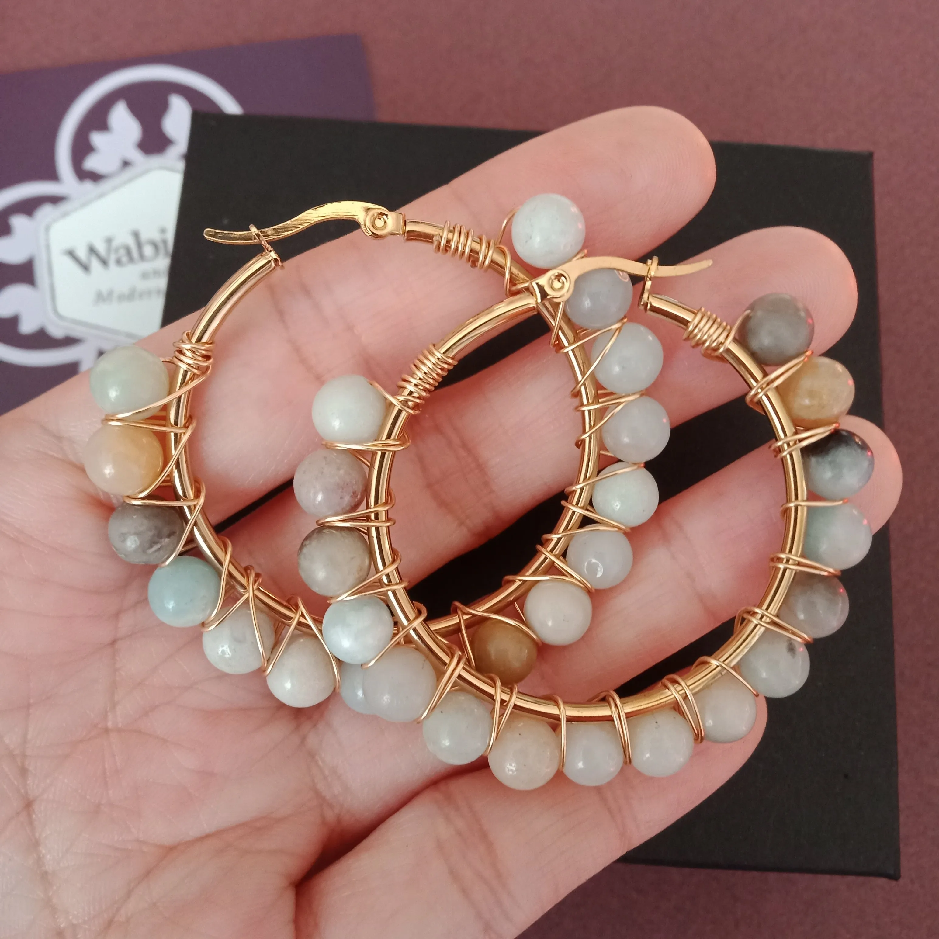 Heather Hand Wrap Hoop Earrings (19 stone options)