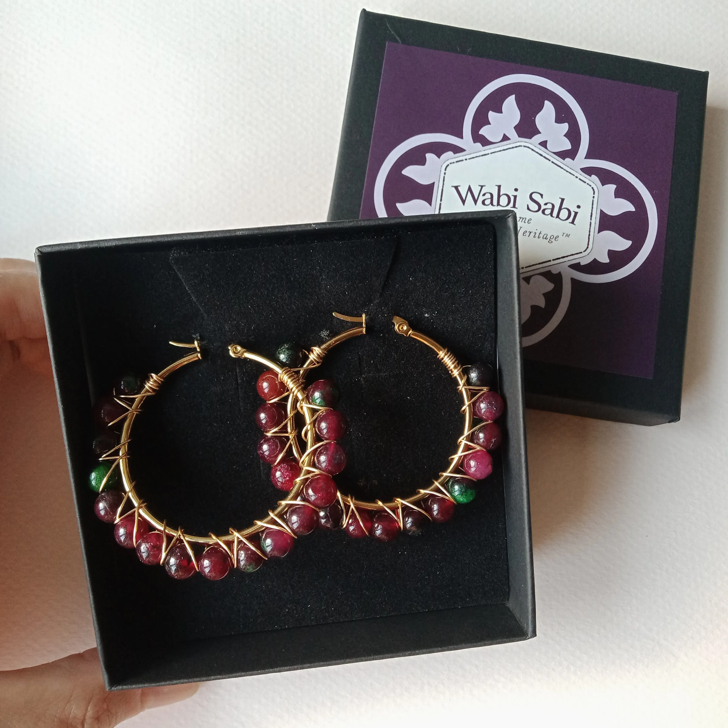 Heather Hand Wrap Hoop Earrings (19 stone options)