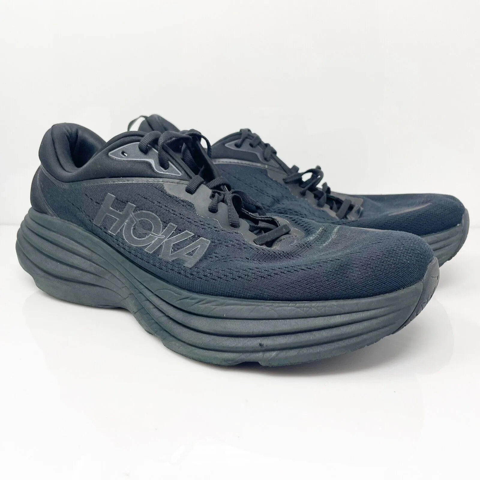 Hoka One One Mens Bondi 8 1127953 BBLC Black Running Shoes Sneakers Size 12.5 2E