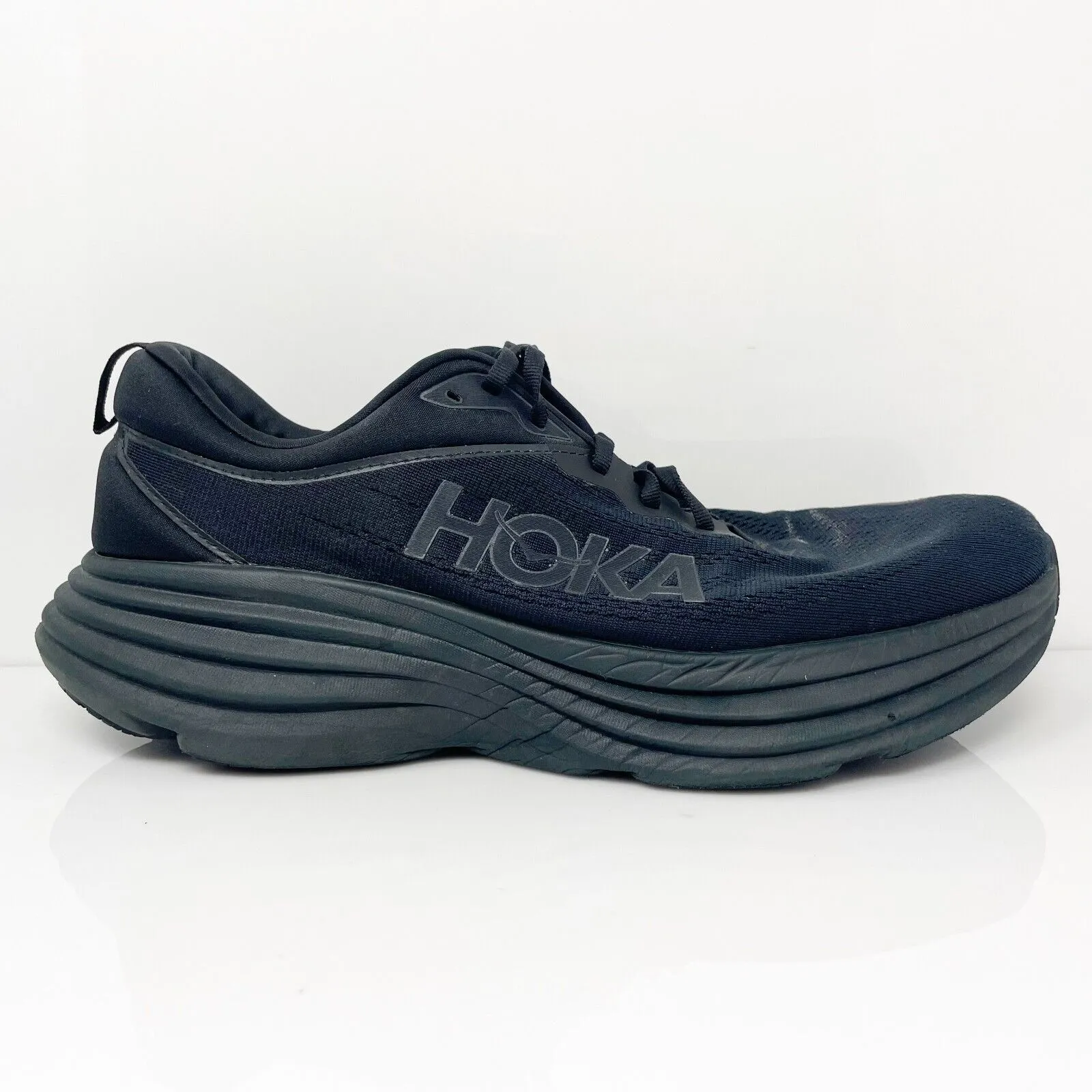 Hoka One One Mens Bondi 8 1127953 BBLC Black Running Shoes Sneakers Size 12.5 2E