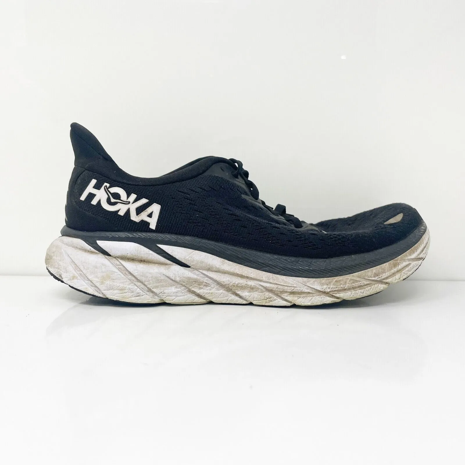 Hoka One One Womens Clifton 8 1119394 BWHT Black Running Shoes Sneakers Size 8 B