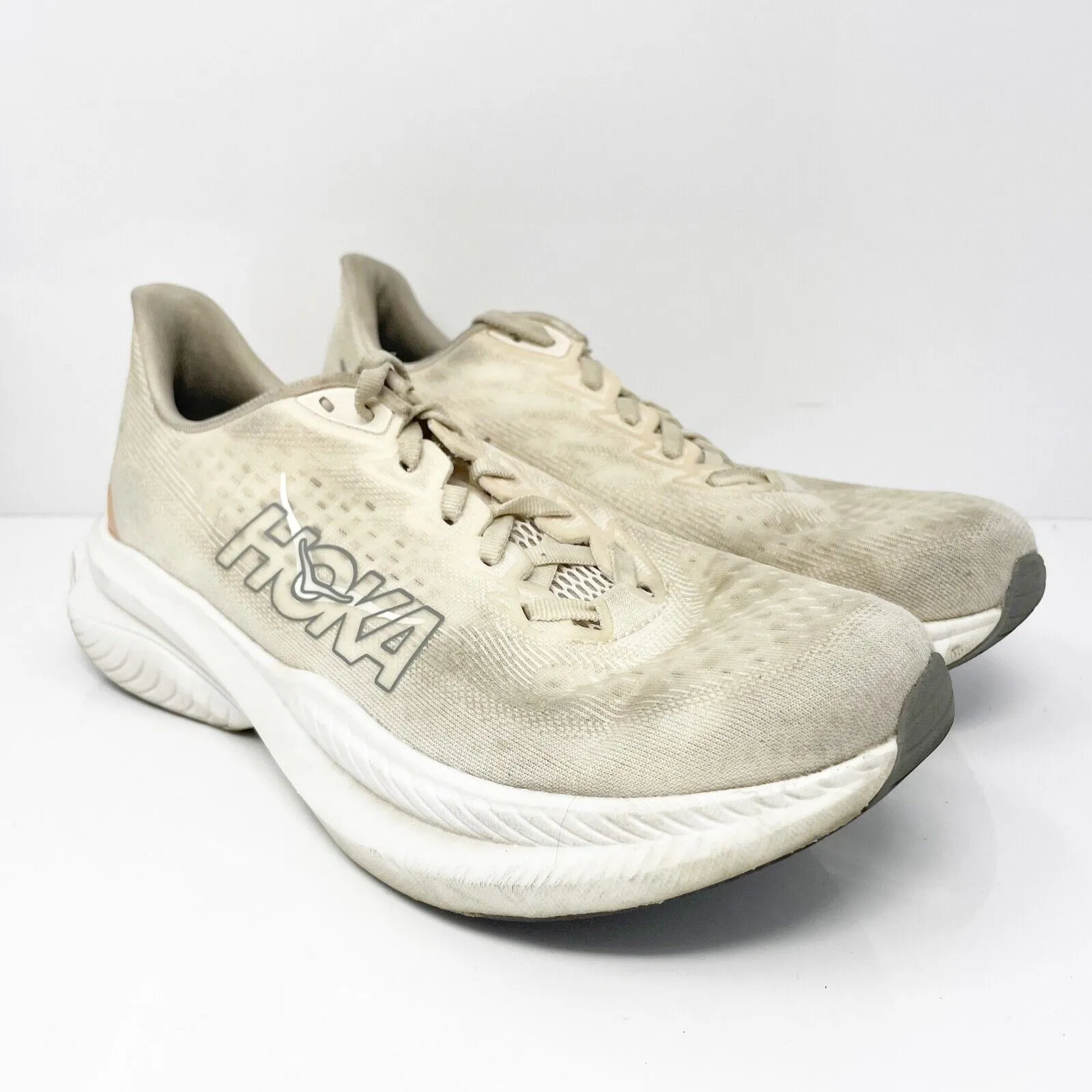 Hoka One One Womens Mach 6 1147810 EGV Beige Running Shoes Sneakers Size 9.5 B