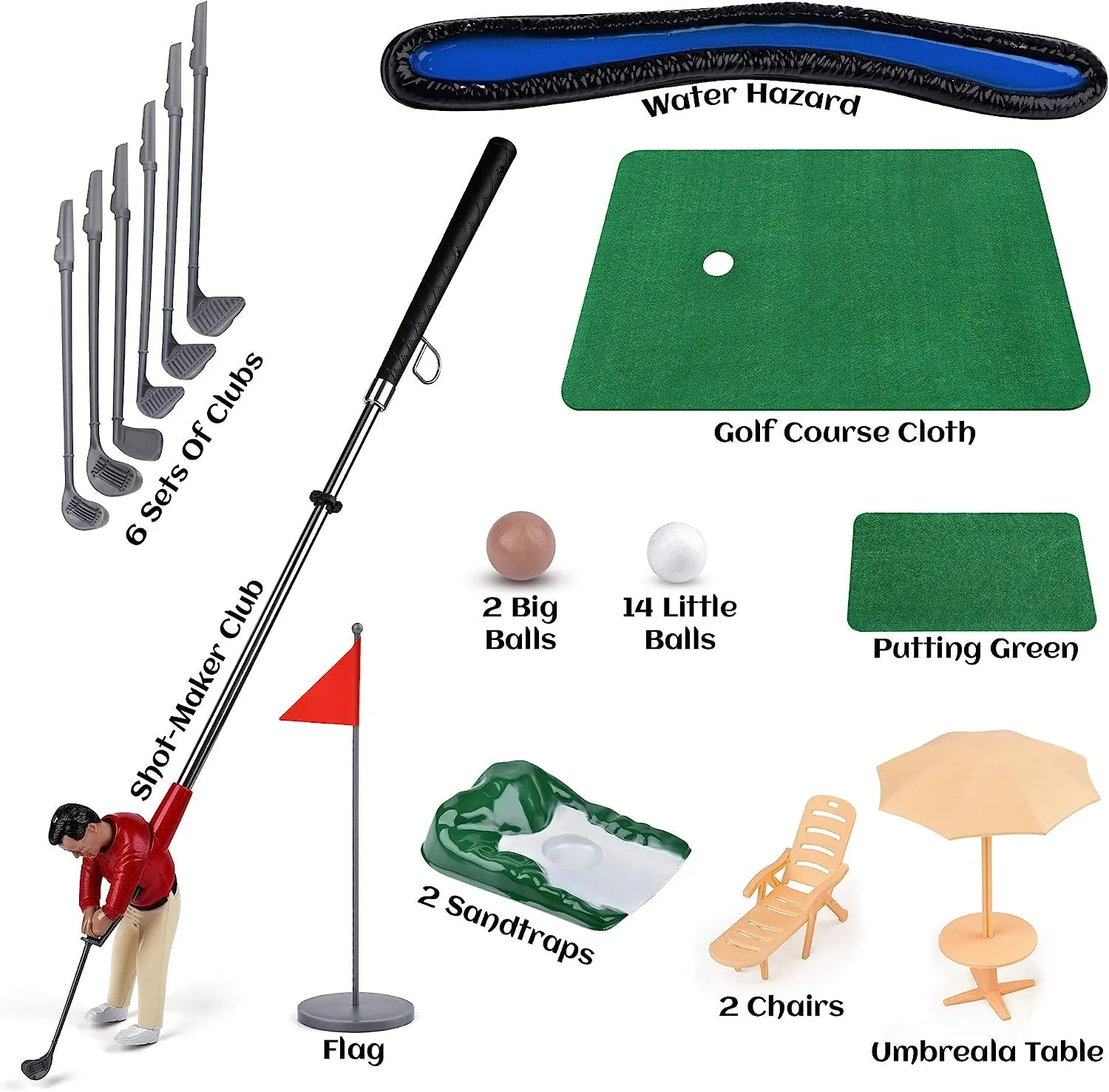 Indoor Mini Golf Game with Single Golfer Course.