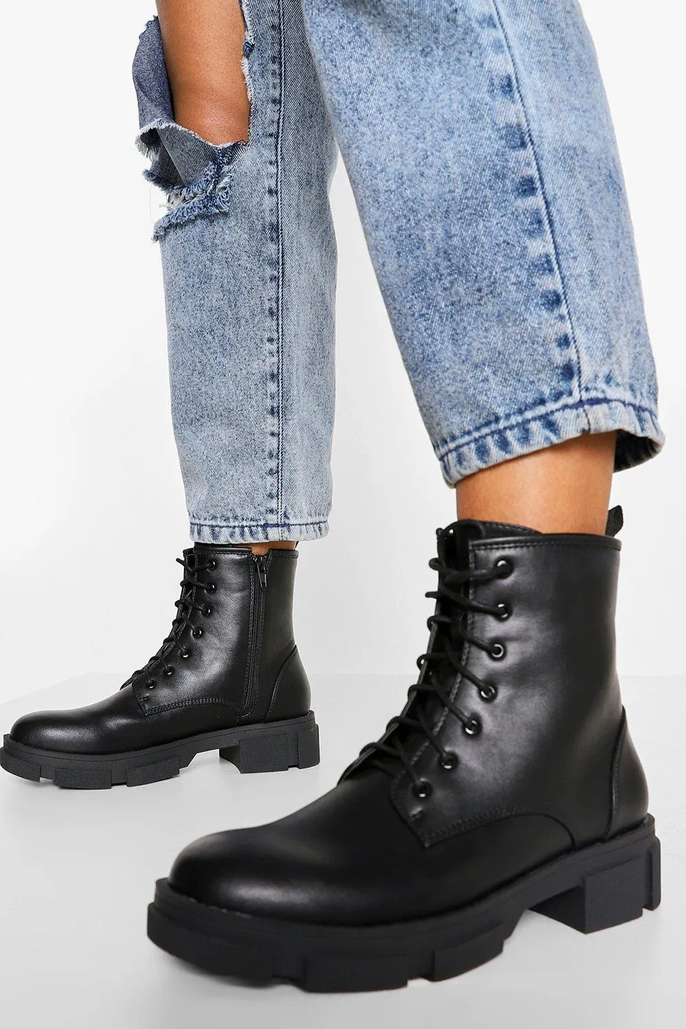 Interest Sole Chunky Combat Boots