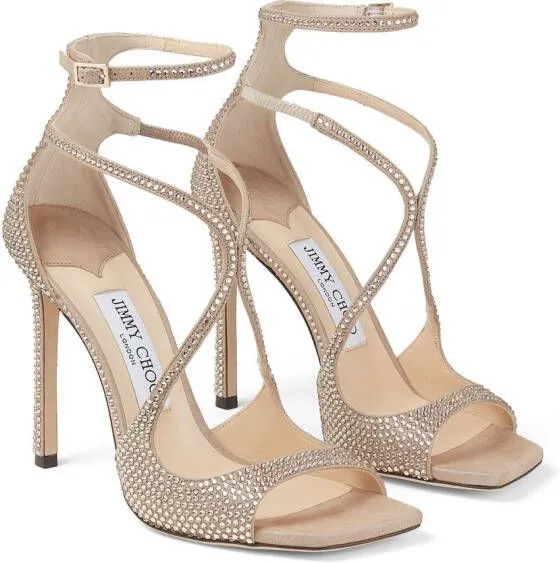 Jimmy Choo Azia 95mm crystal-embellished sandals Neutrals