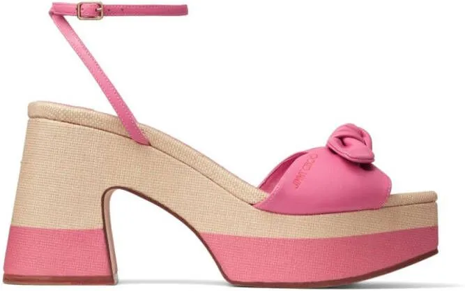 Jimmy Choo Ricia 95mm platform leather sandals Pink