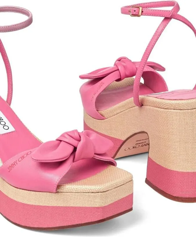 Jimmy Choo Ricia 95mm platform leather sandals Pink