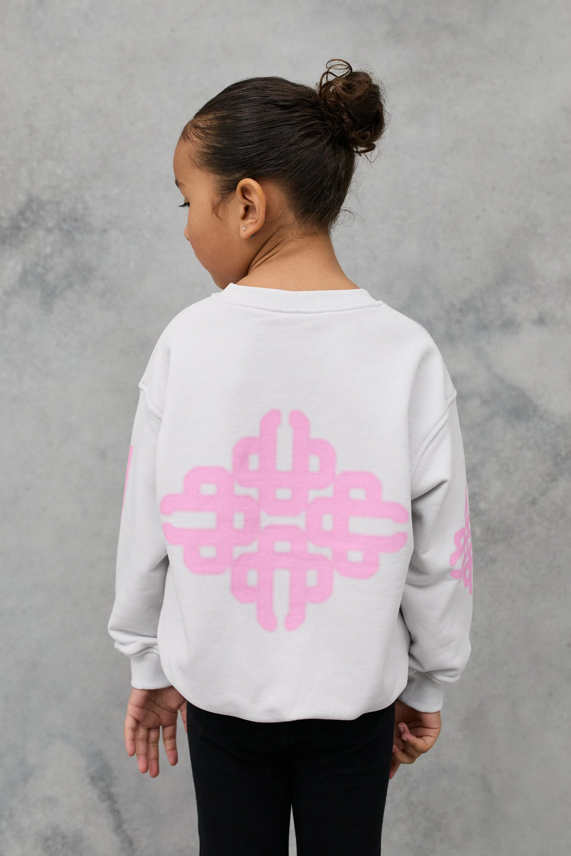 JNR BLURRED GRAPHIC EMBLEM SWEATSHIRT - OFF WHITE/PINK