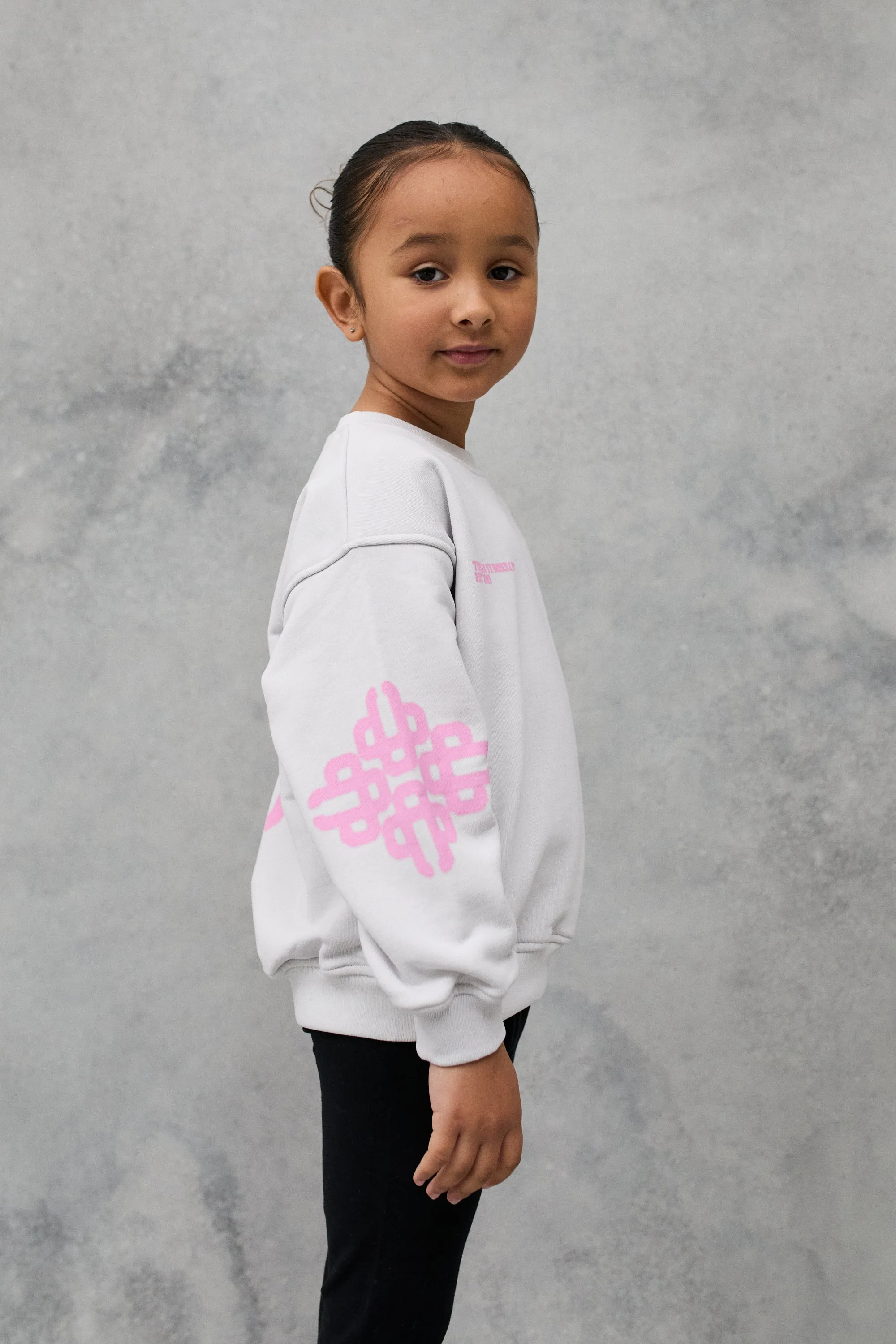 JNR BLURRED GRAPHIC EMBLEM SWEATSHIRT - OFF WHITE/PINK