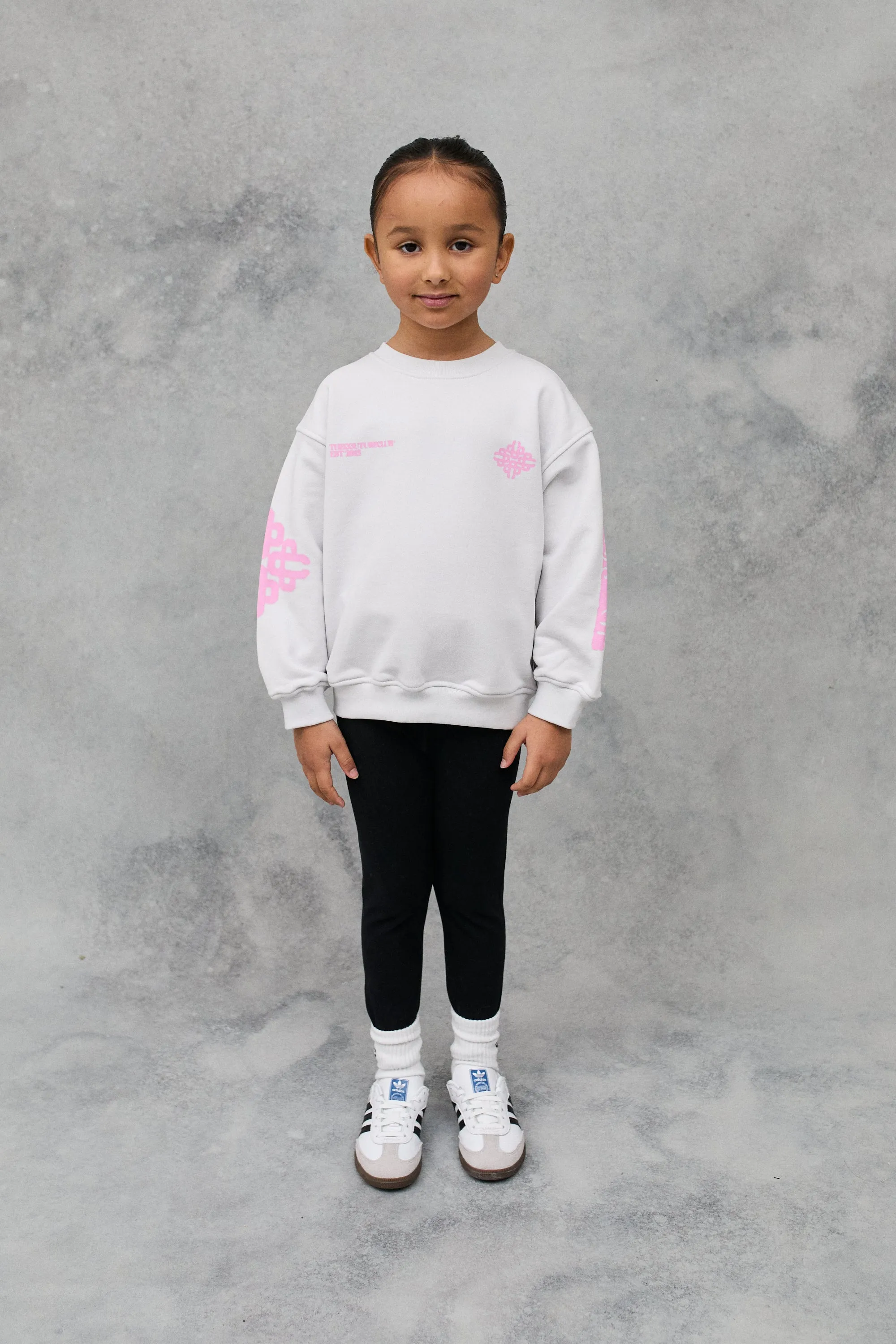 JNR BLURRED GRAPHIC EMBLEM SWEATSHIRT - OFF WHITE/PINK