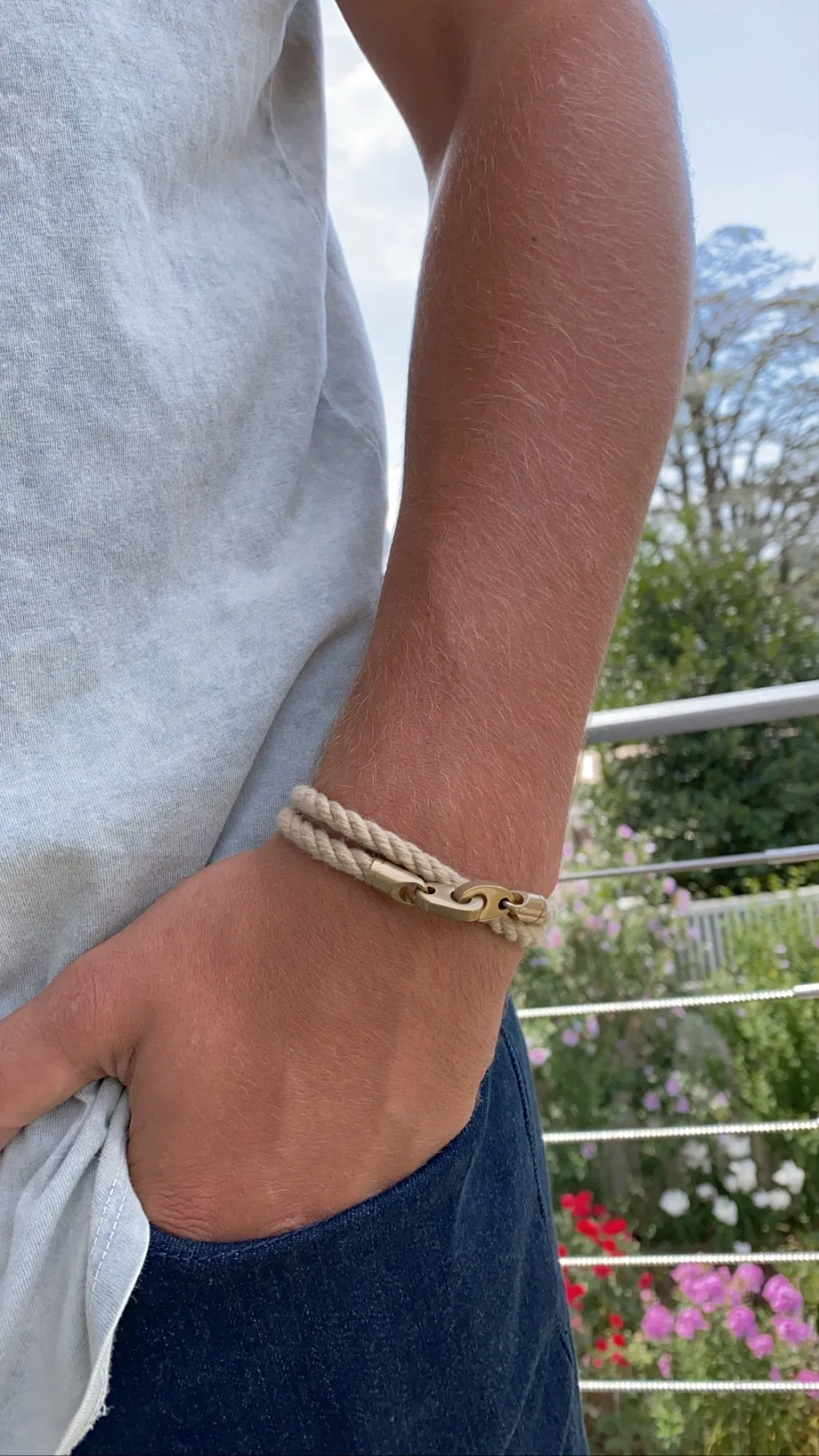 JOURNEY DOUBLE WRAP ROPE BRACELET - WHEAT + MATTE BRASS BRUMMELS