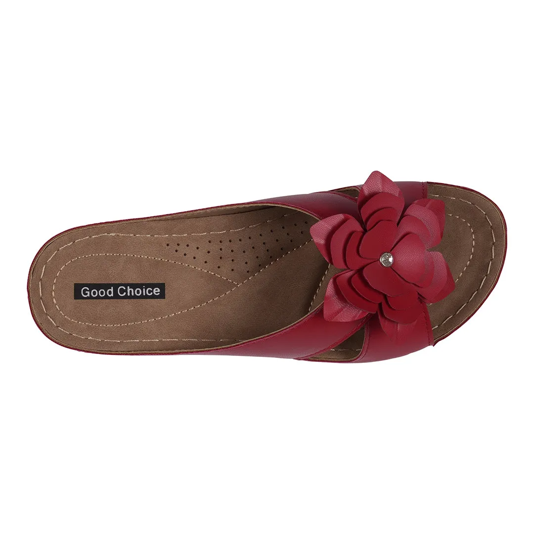 Joy Coral Flower Comfort Flat Sandals