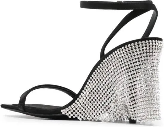 Kate Cate 90mm crystal-embellished satin leather sandals Black