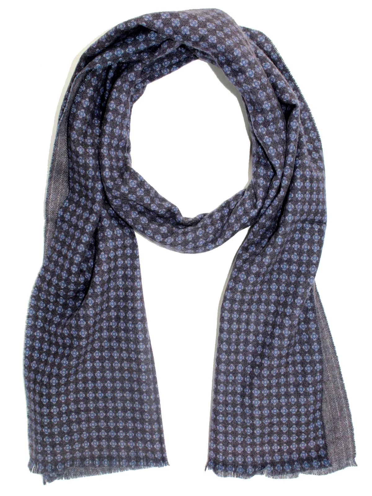 Kiton Cashmere Scarf Gray Blue Design