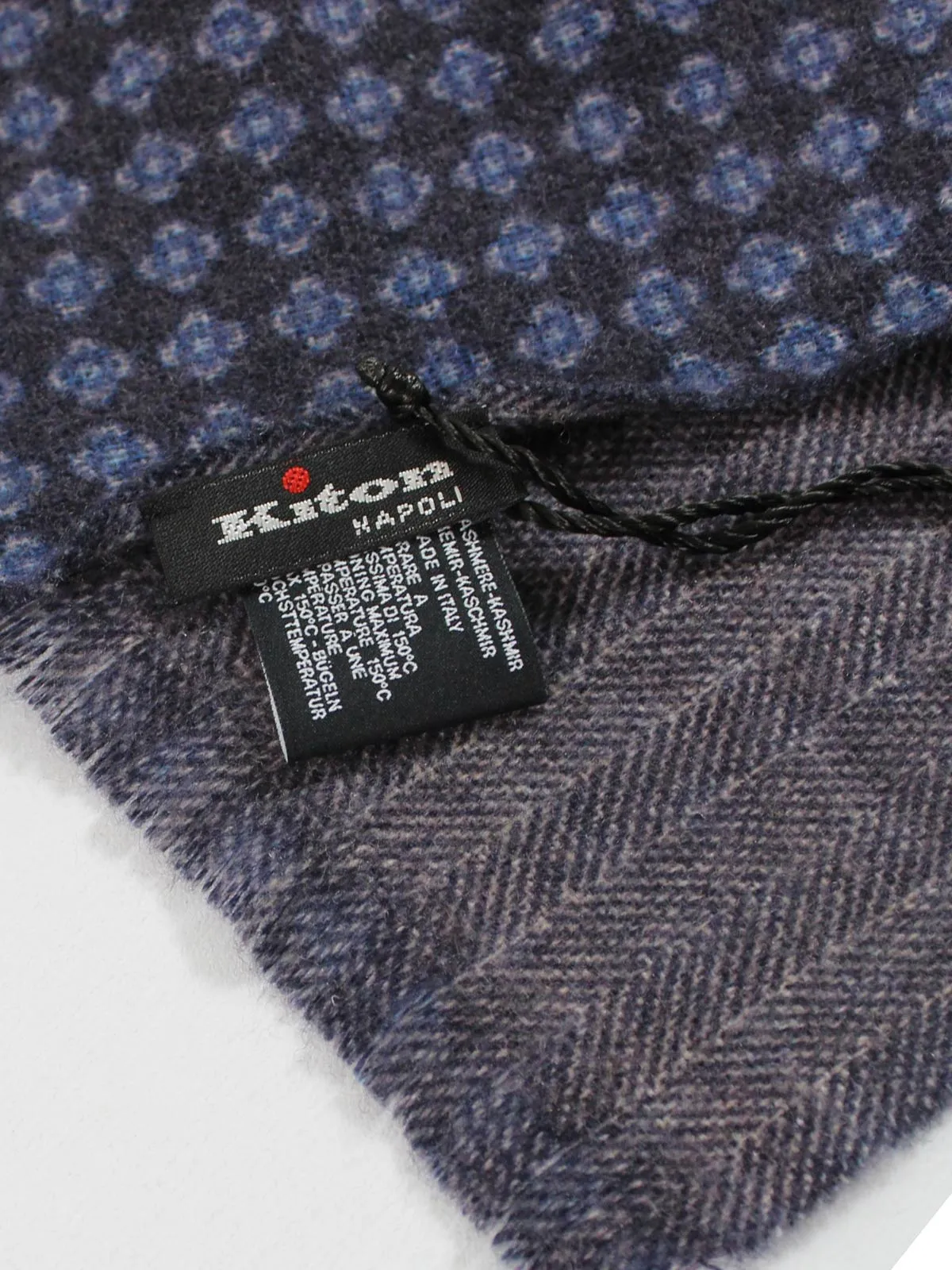 Kiton Cashmere Scarf Gray Blue Design