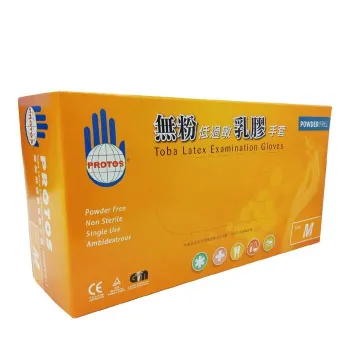 KQ PROTOS - LATEX EXAMINATION GLOVES -WHITE ( M -52%