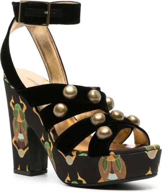 La DoubleJ Medal Wedge 140mm sandals Black