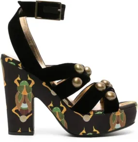 La DoubleJ Medal Wedge 140mm sandals Black