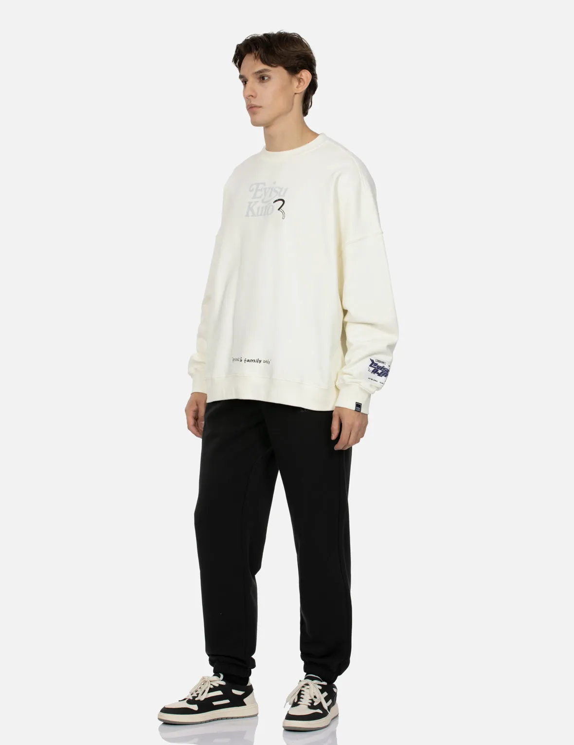 Logo and Seagull Print Oversized Sweatshirt