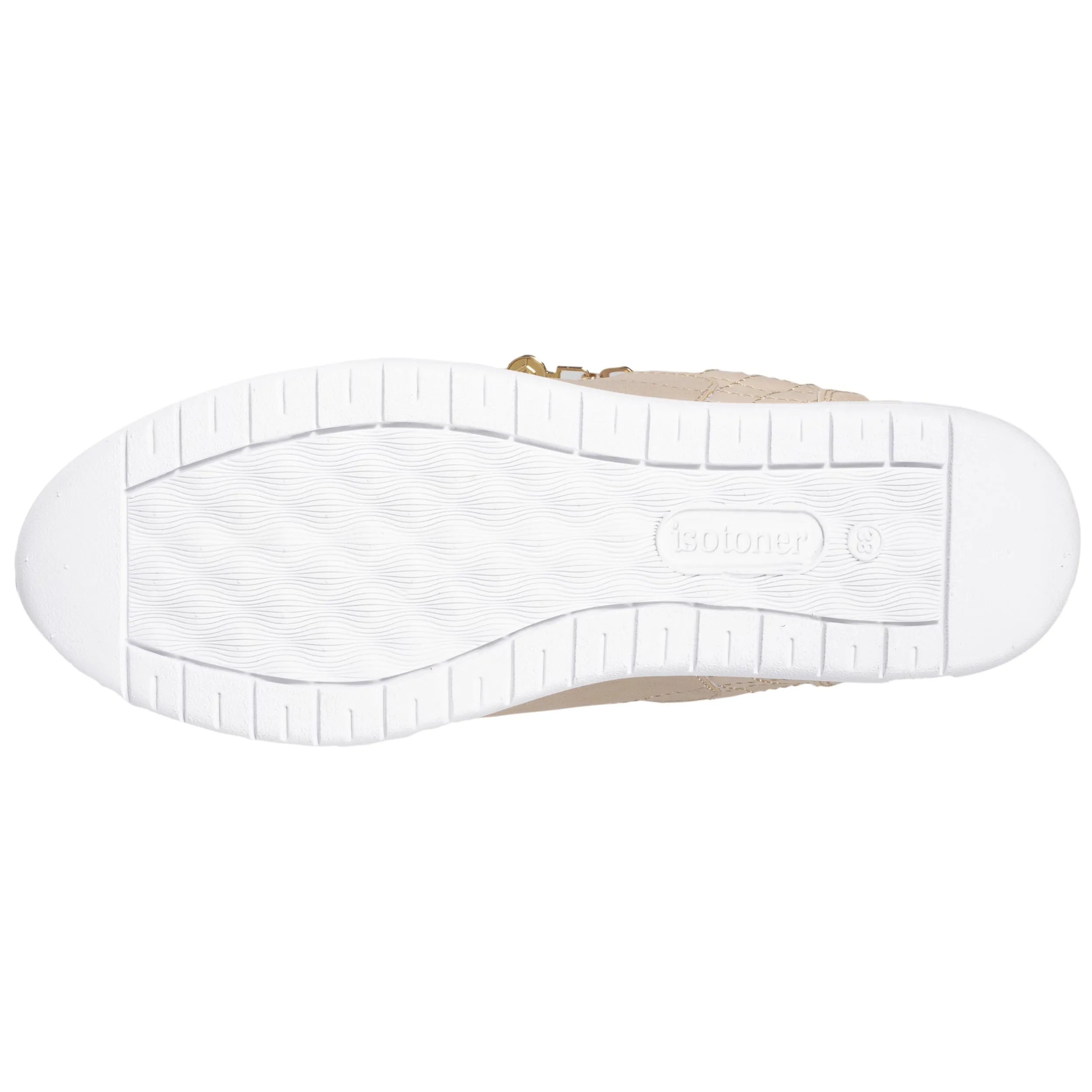 Low-top women's sneakers COMFORT PLUS with zip closure in beige.