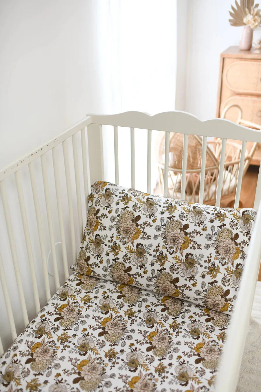 Luna Treasures Goldie Blooms Bamboo Jersey Cot Sheet