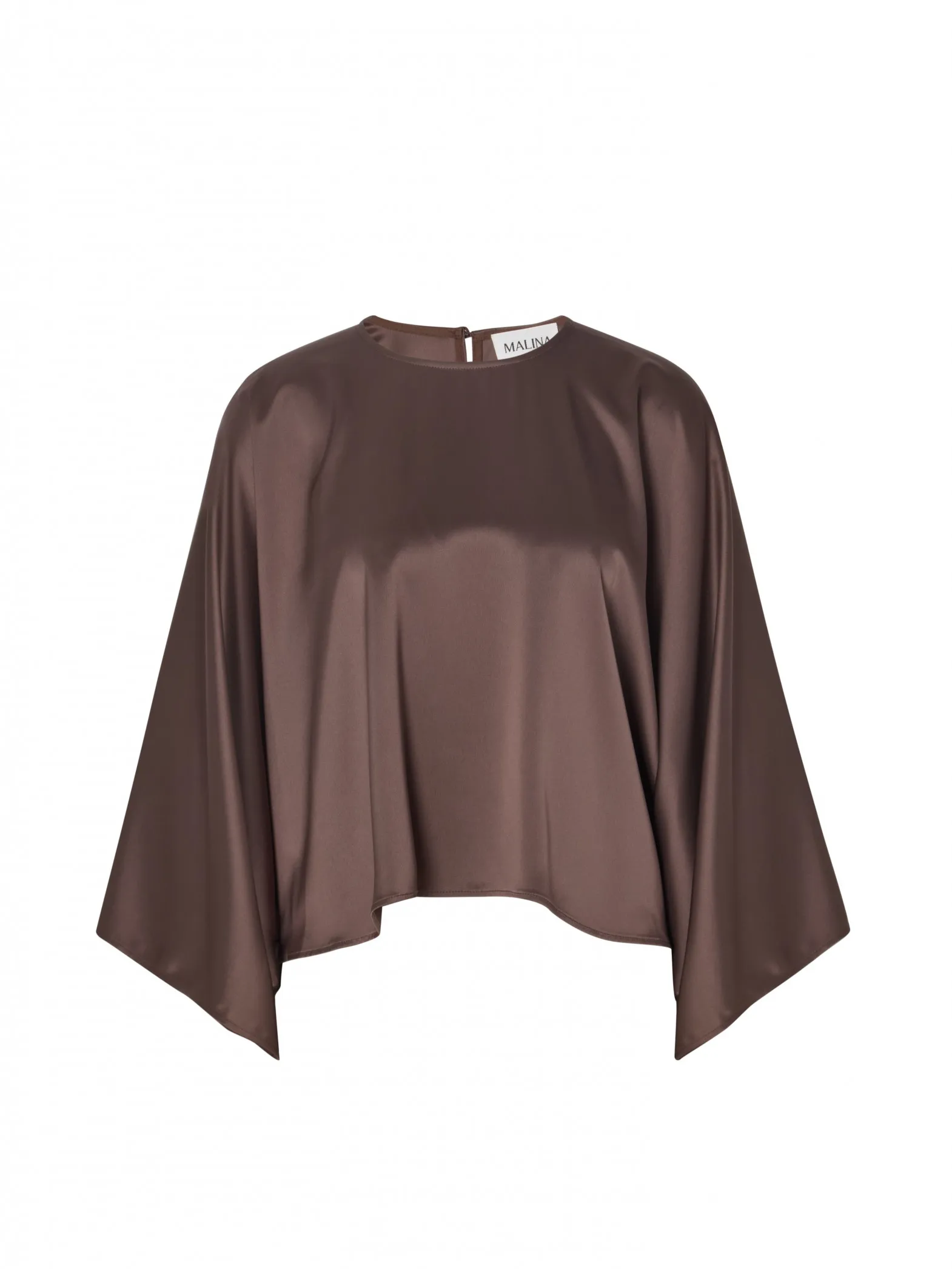 MALINA BLOUSE NAEMI CAPE LOOK SATIN CHOCOLATE