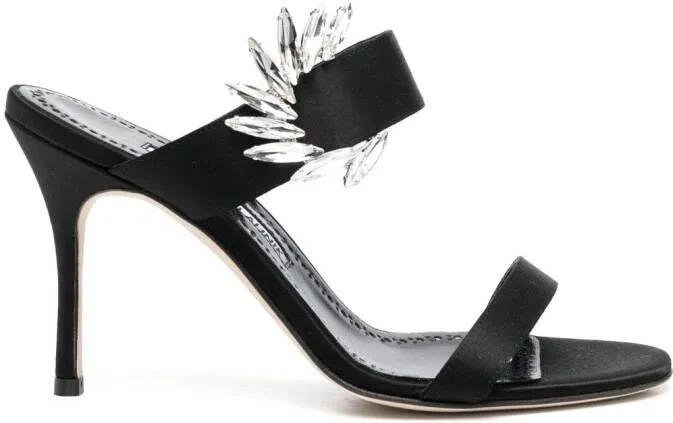 Manolo Blahnik 100mm crystal-embellished sandals Black