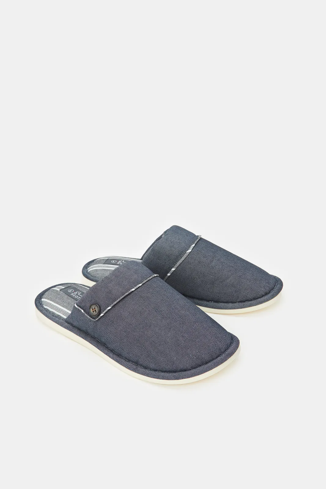 Men Plain Grey Slippers