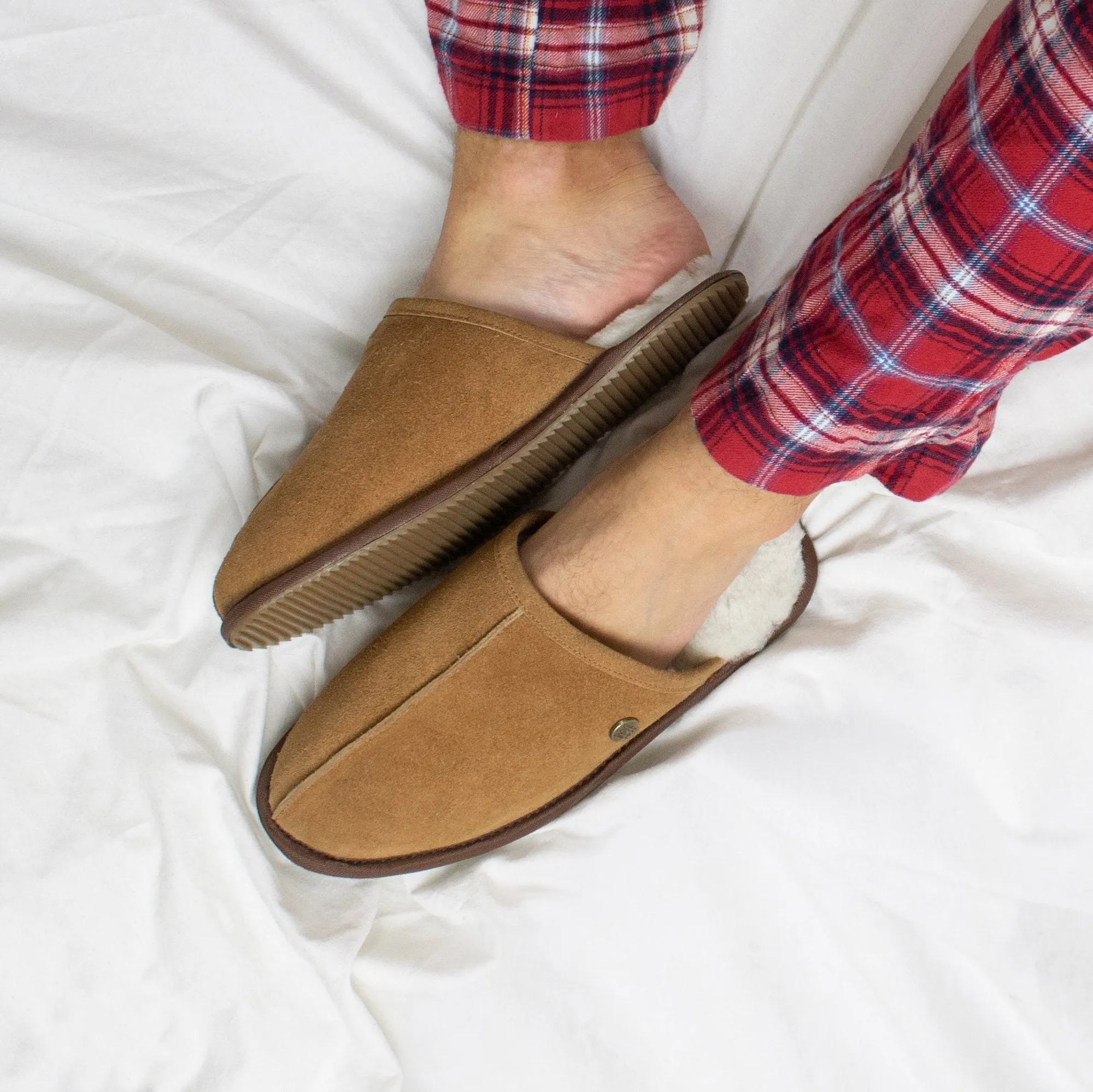 Men's Tan Sheepskin Slippers