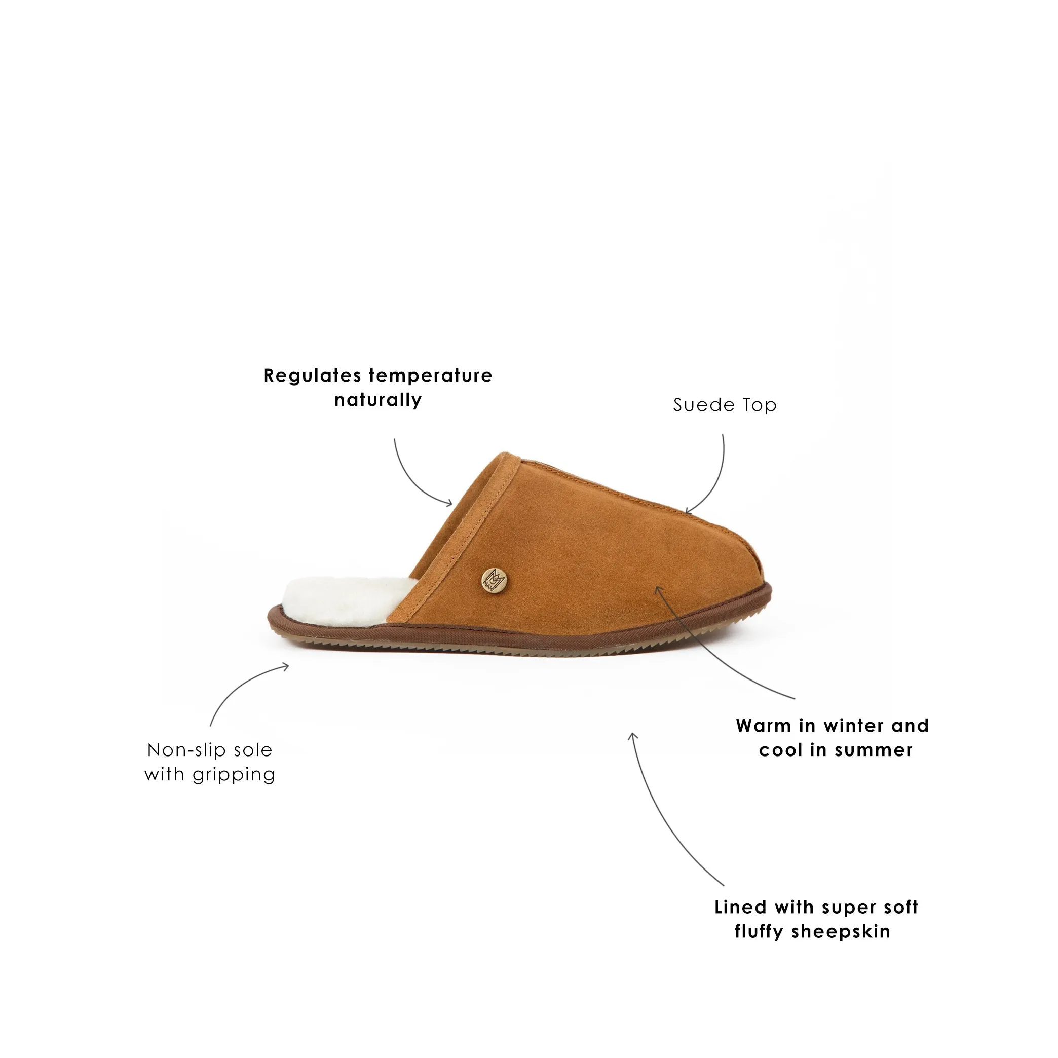 Men's Tan Sheepskin Slippers