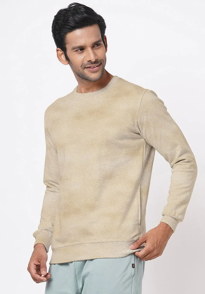 Mens Textured Sweatshirt-Mushroom