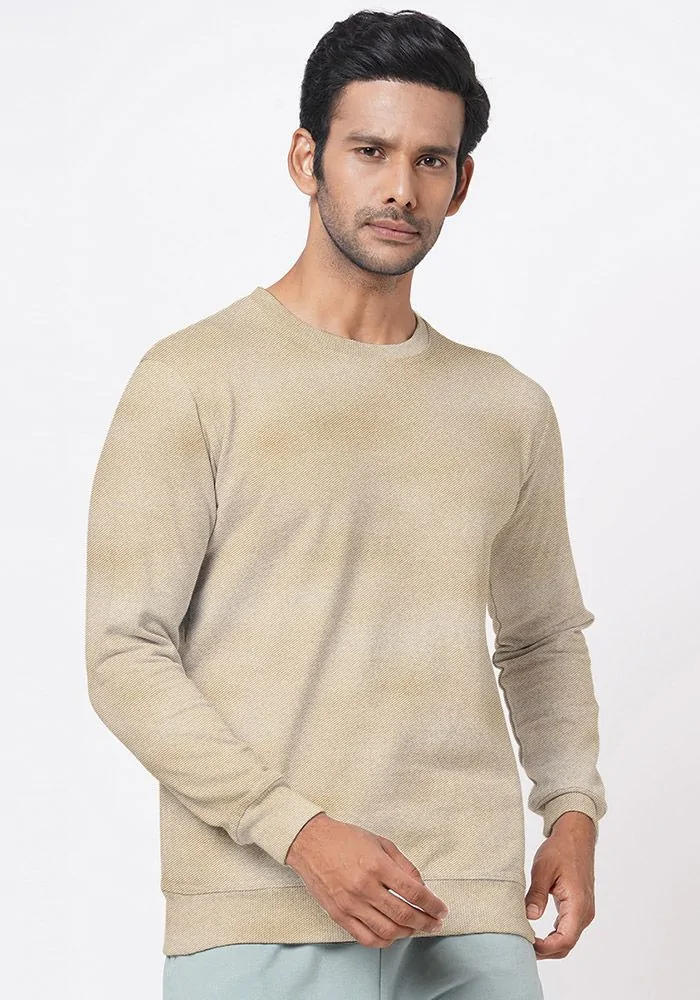 Mens Textured Sweatshirt-Mushroom